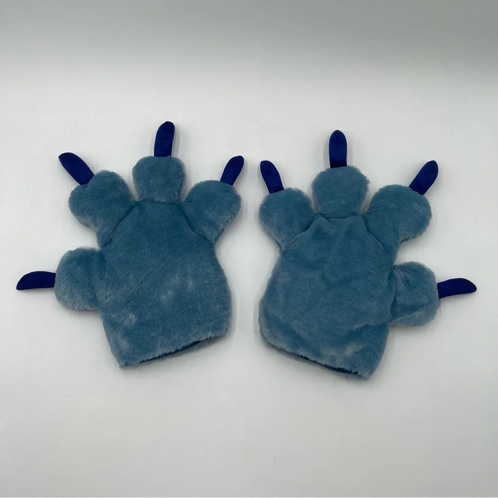 Disney Lilo & Stitch Blue Plush Gloves Mitts Paws Claws Costume Cosplay